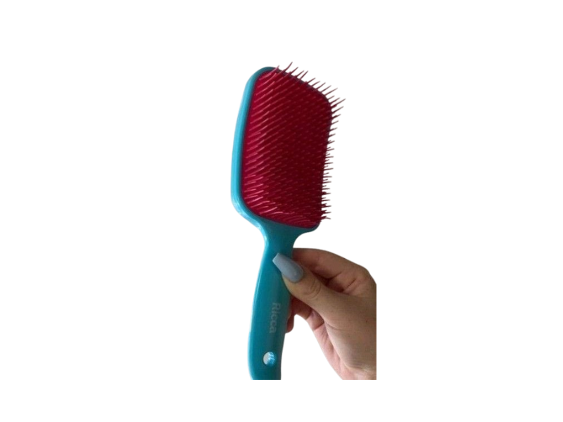 "Ricca Flex Blue melhor escova de cabelo custo benefício com cerdas adaptáveis"